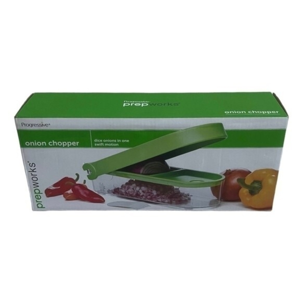 Progressive Prepworks Slice & Dice Onion Chopper Slicer Cutter Green Plastic NIB
